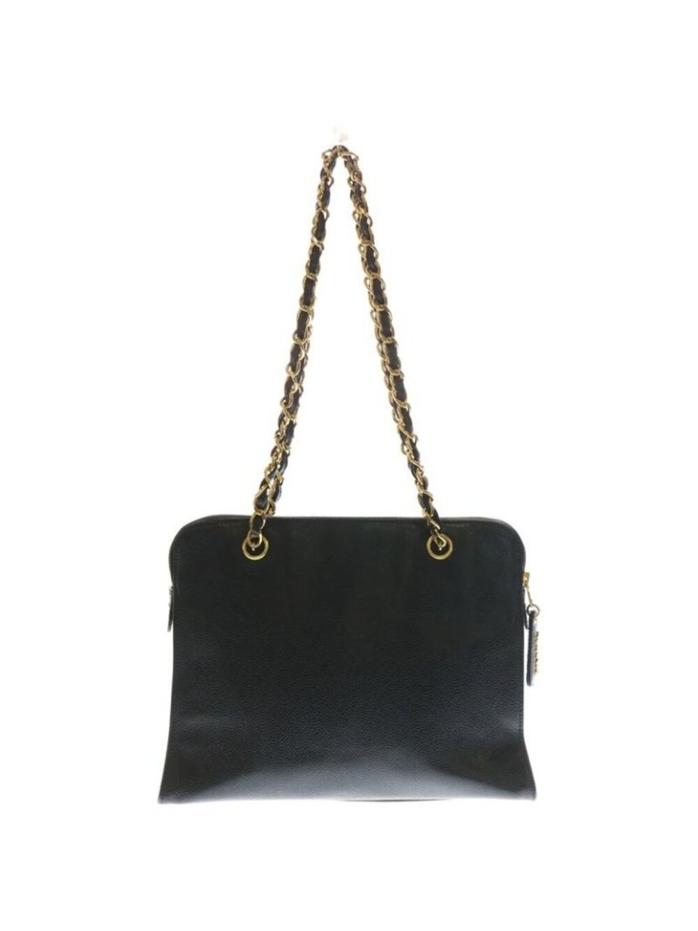 Chanel CC Logo Chain Tote Black Caviar Leather Gold - Picture 2 of 6